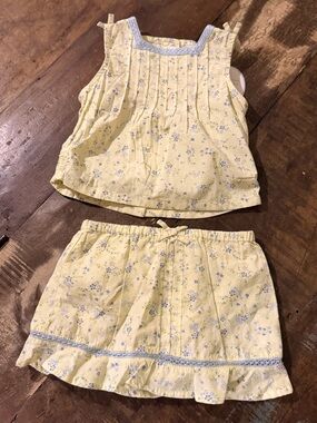 Sweet Yellow Floral Two-Piece Girls Set